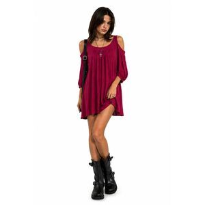 Picky Girl Maroon Tunic Dress Small Cold Shoulder Peasant Bohemian Style